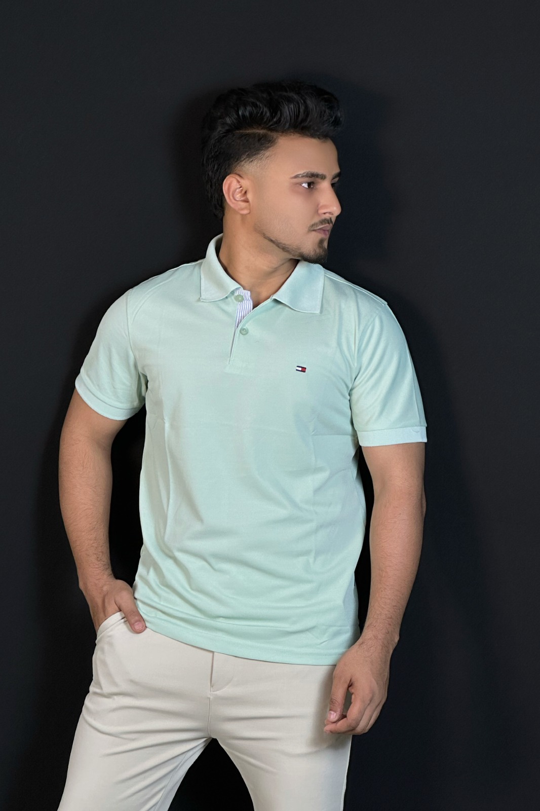 পেস্ট কালার পোলো টি-শার্ট-TM